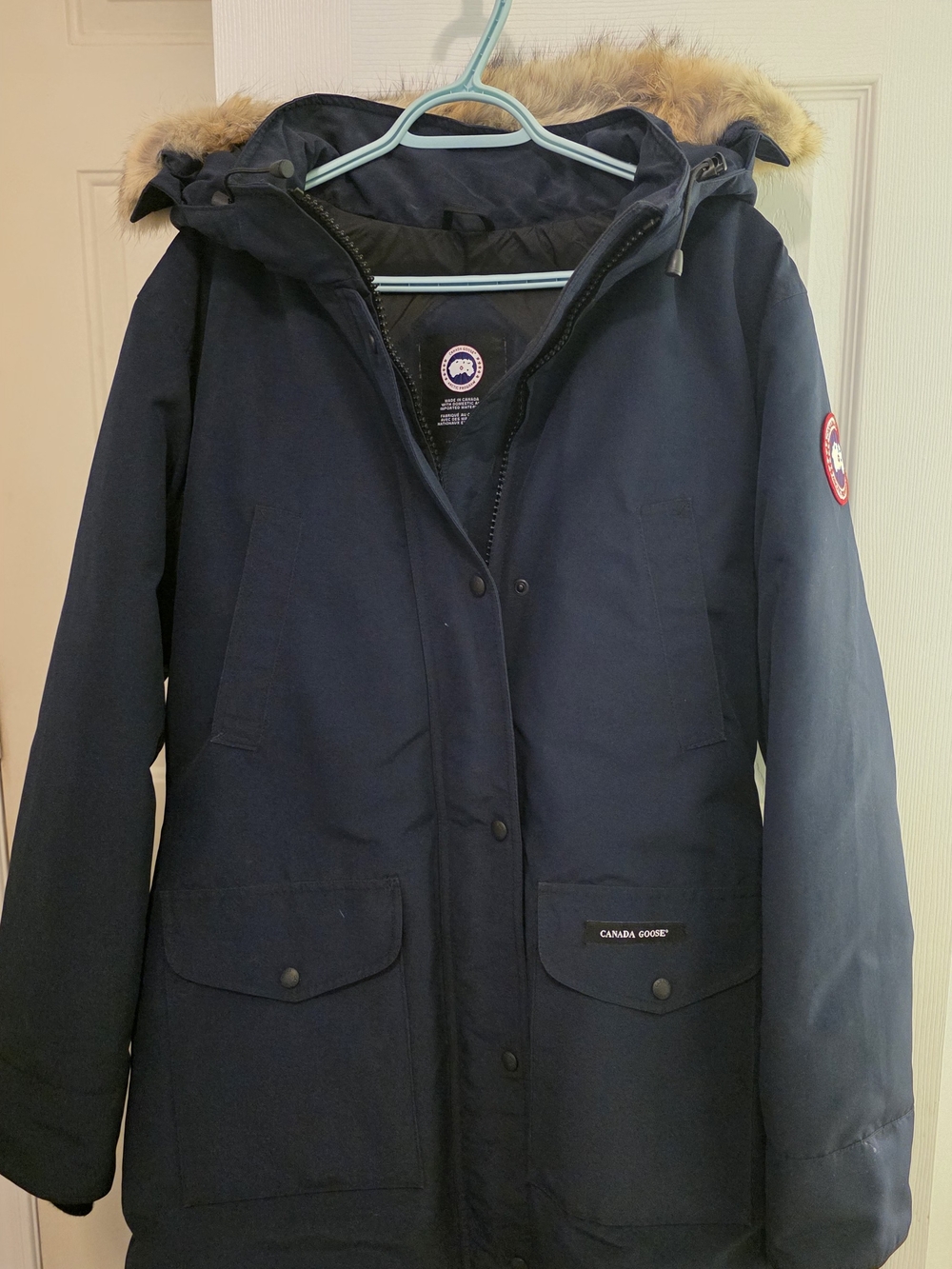 Canada Goose Navy Hooded Parka with Fur Trimmed Hood